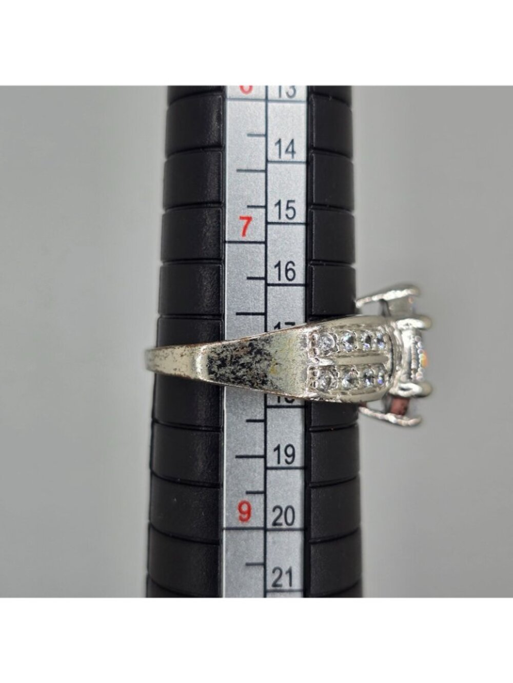 Vintage SETA Ring Marquise Cut Costume Jewelry Engagement Size 8 Silver Tone - Picture 2 of 12